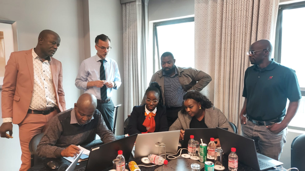 © UNCTAD/Arántzazu Sánchez Belastegui | Members of the Namibian NTFC secretariat at the UNCTAD training, discussing upcoming action points for 2023.