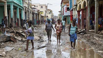 Haitians after the island was hit by Hurricane Matthew
