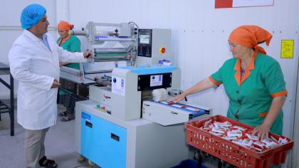 A fruit processing factory in the city of Isfara in northern Tajikistan.