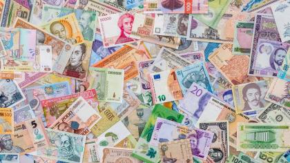 Banknotes of various currencies around the world. 