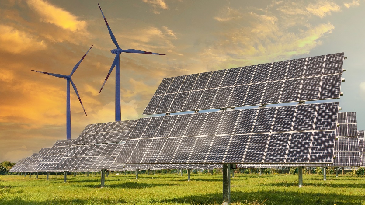 Solar panels and wind farms