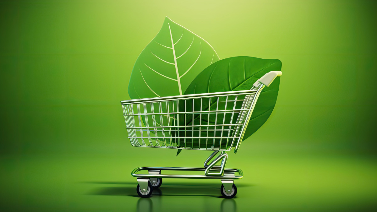 green shopping trolley