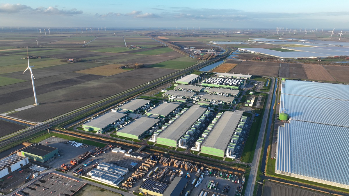 An aerial view of a data centre.