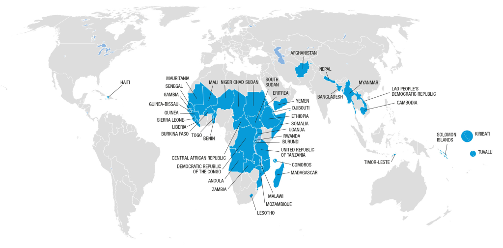 Map of least developed countries